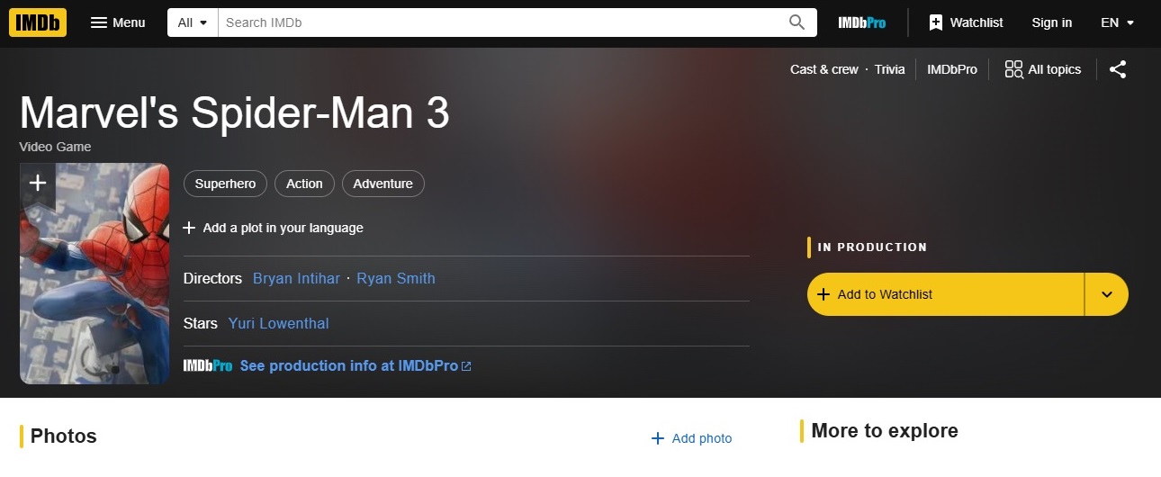 ایجاد صفحه IMDb برای Marvel’s Spider-Man 3؛ نشانه شروع تولید؟