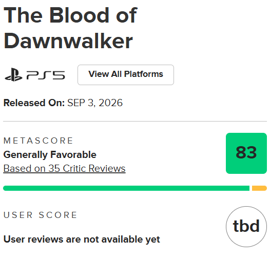 بررسی و تحلیل نمرات بازی The Blood of Dawnwalker از دید منتقدان